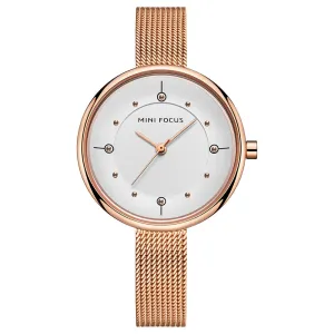 Stylish simple Japanese movement waterproof Milan steel belt female watch