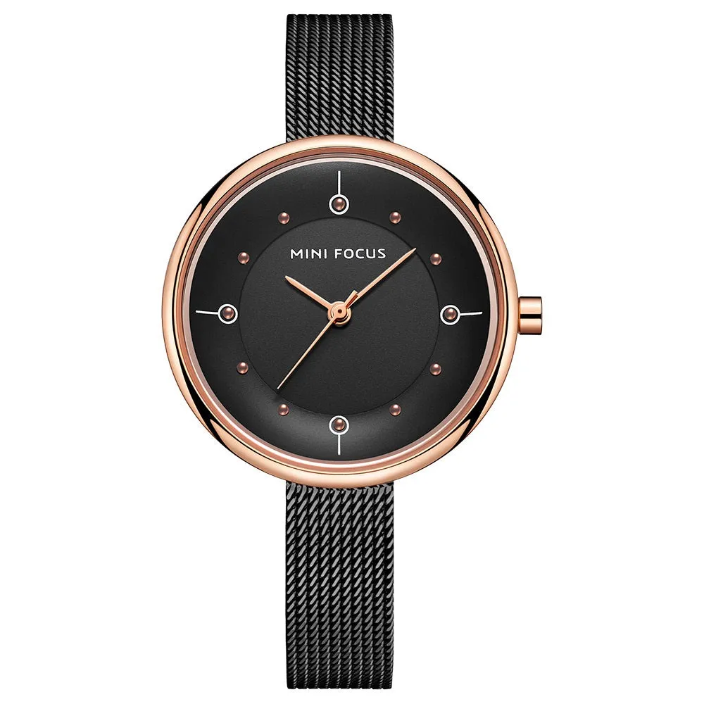 Stylish simple Japanese movement waterproof Milan steel belt female watch