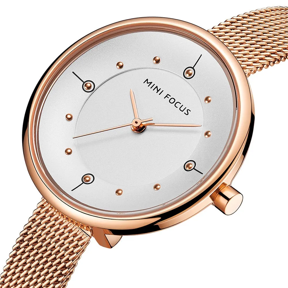 Stylish simple Japanese movement waterproof Milan steel belt female watch