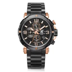 T5 Black Stainless Steel Black Dial Chronograph Quartz Watch for Gents - H3640G-D