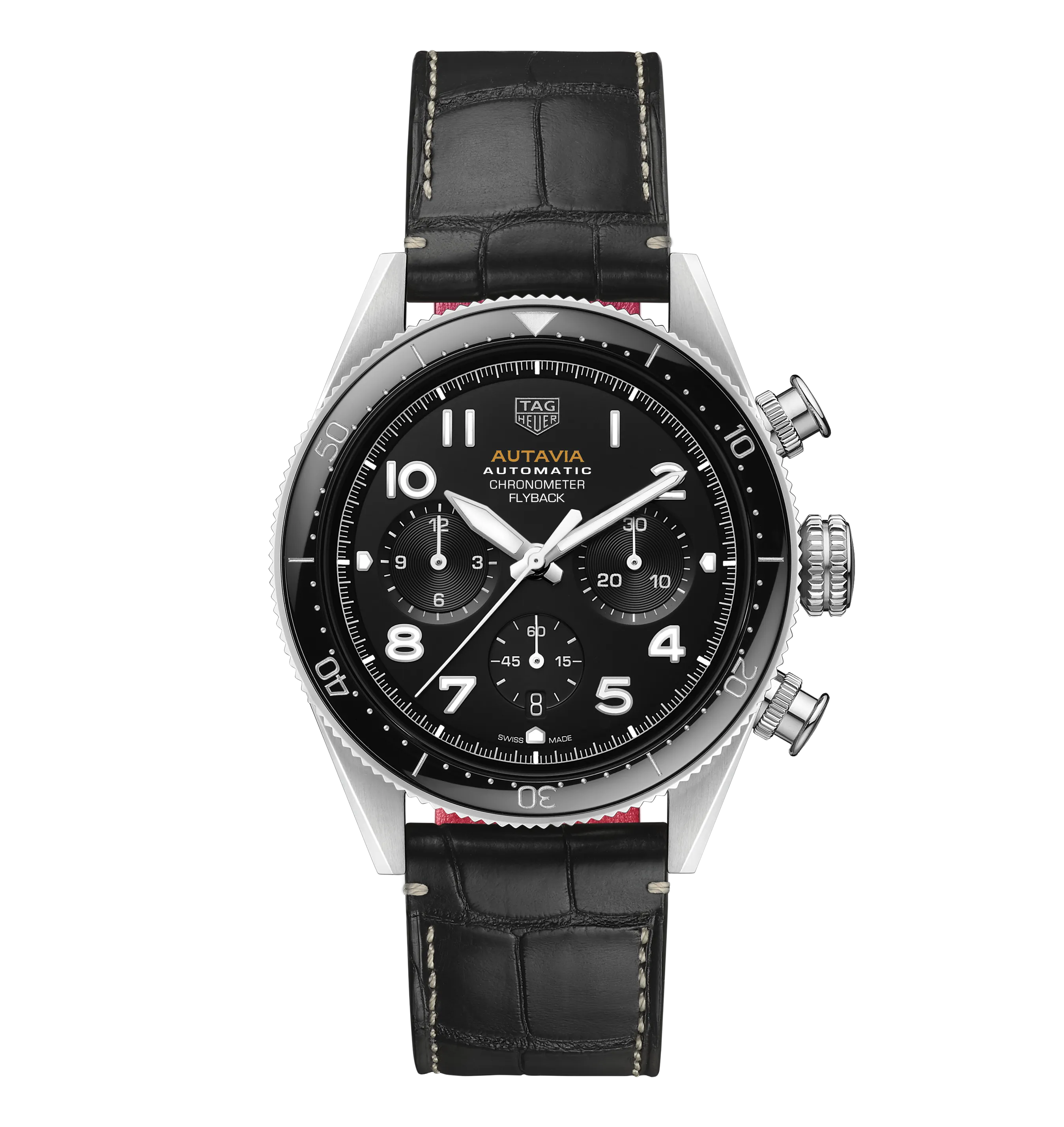 TAG Heuer Autavia Flyback Chronometer Watch with Black Leather Strap