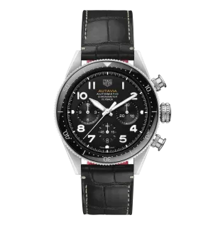 TAG Heuer Autavia Flyback Chronometer Watch with Black Leather Strap