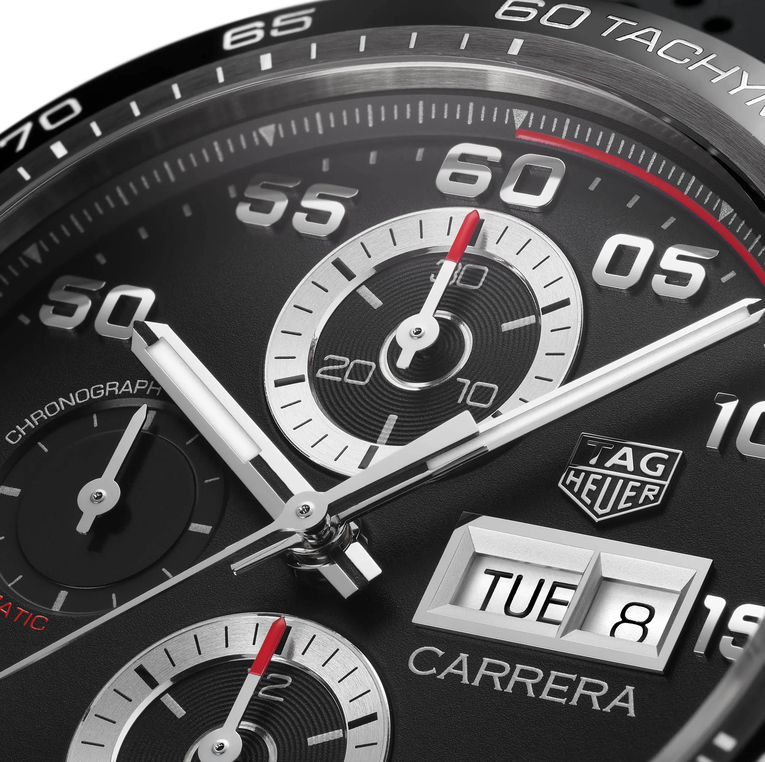 TAG Heuer Carrera Chronograph Watch with Black Rubber Strap