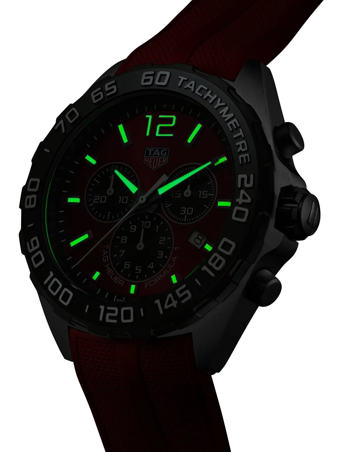 TAG Heuer Formula 1 Chronograph Stainless Steel Red Dial Red Rubber Strap Date Divers Quartz Mens Watch CAZ101AN.FT8055