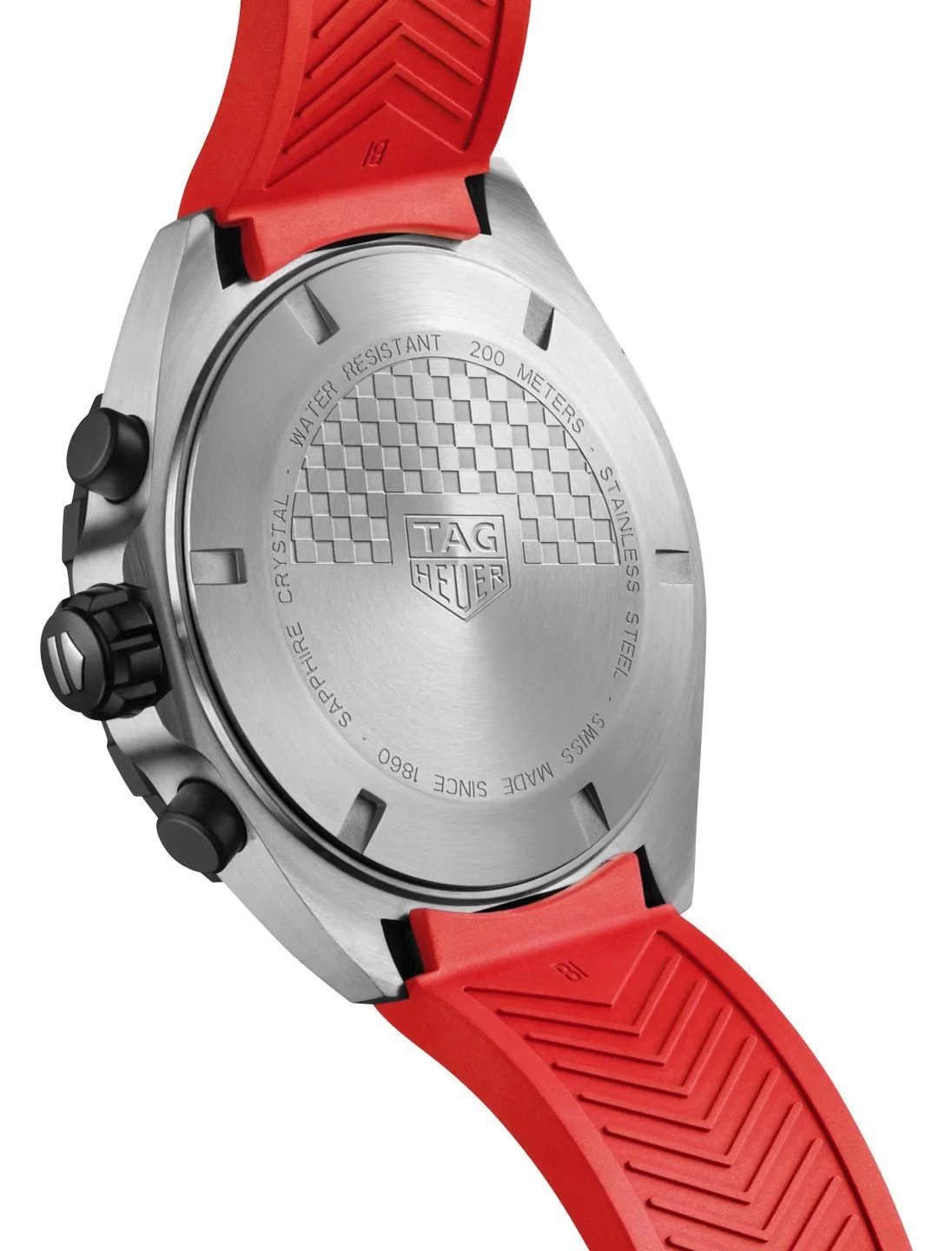 TAG Heuer Formula 1 Chronograph Stainless Steel Red Dial Red Rubber Strap Date Divers Quartz Mens Watch CAZ101AN.FT8055