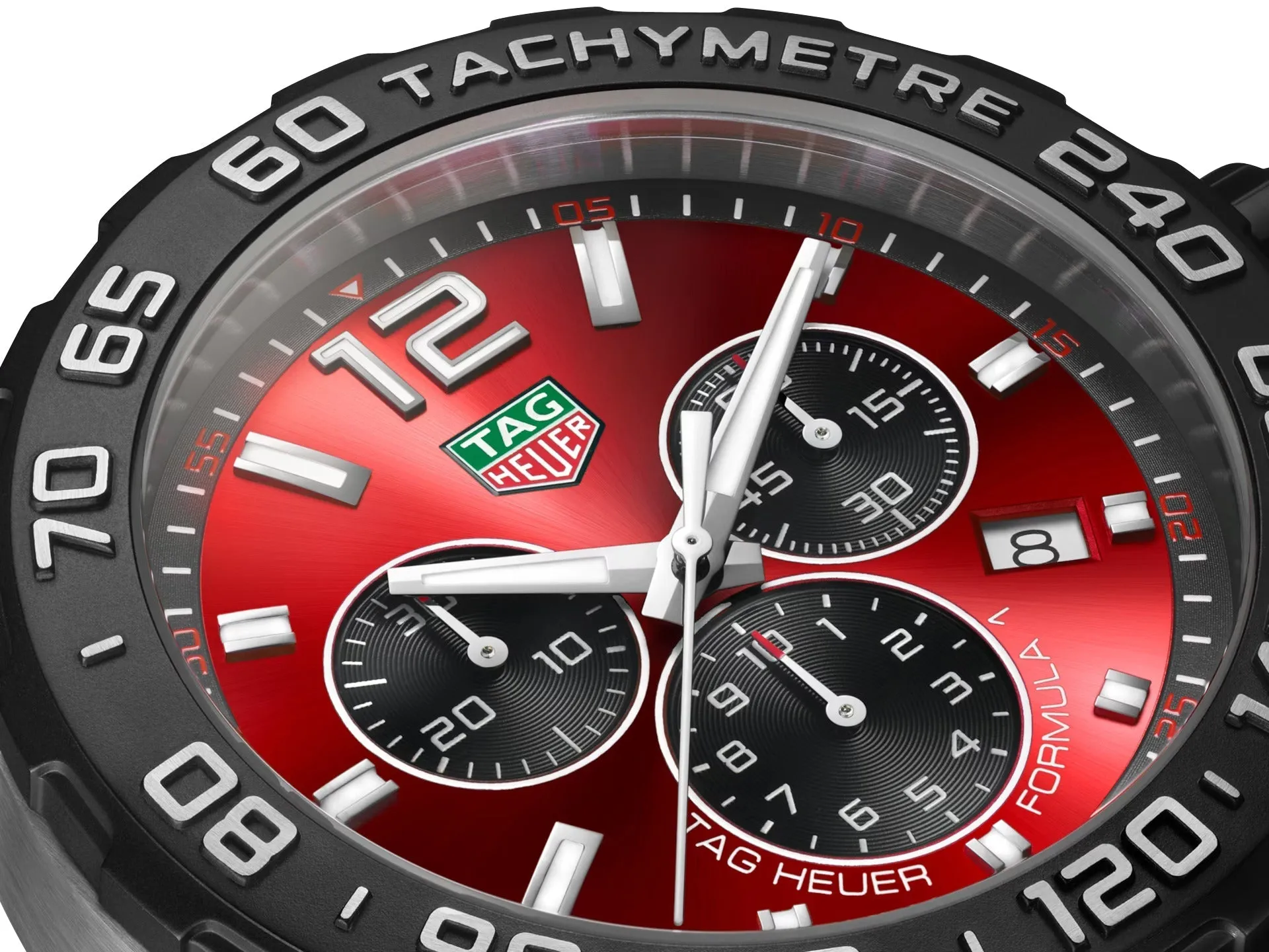 TAG Heuer Formula 1 Chronograph Stainless Steel Red Dial Red Rubber Strap Date Divers Quartz Mens Watch CAZ101AN.FT8055