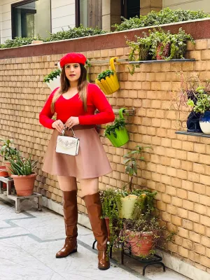 Taupe Leather Skirt