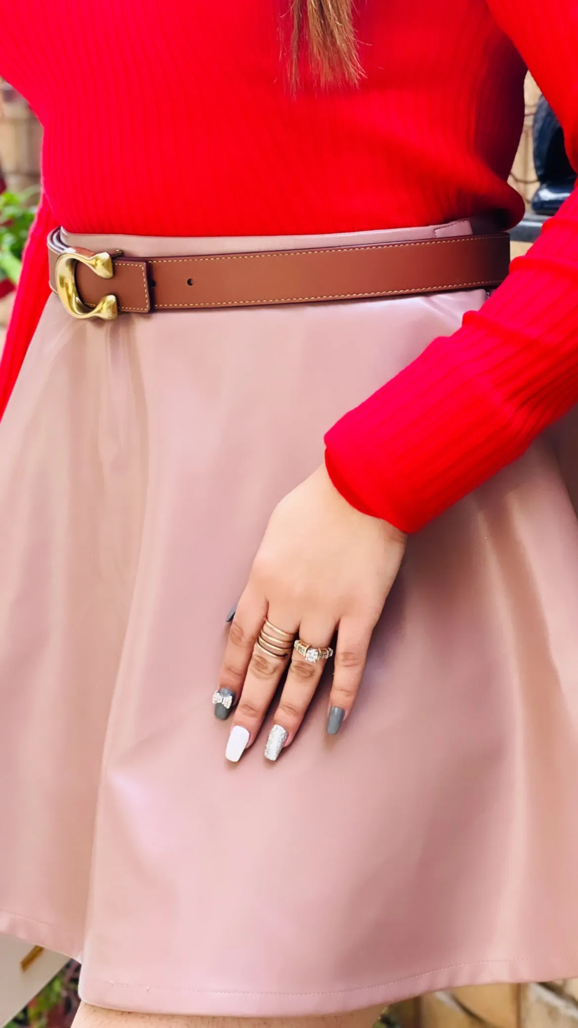 Taupe Leather Skirt
