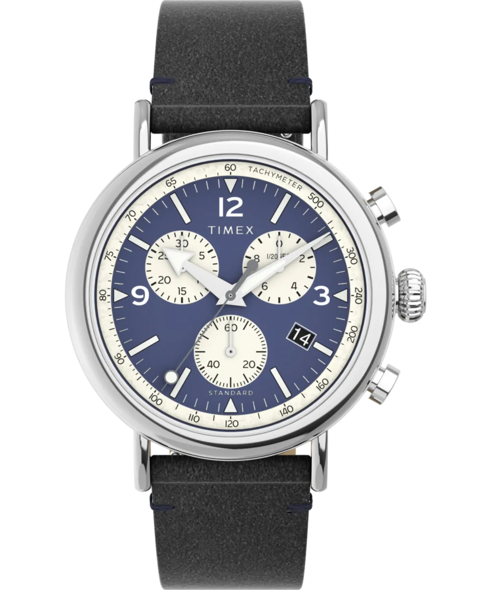 Timex Standard Chronograph 41mm Eco-Friendly Leather Strap Watch