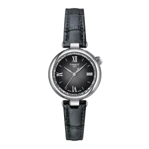 Tissot Desir Ladies Silver-Black Dial Grey Leather Strap Watch