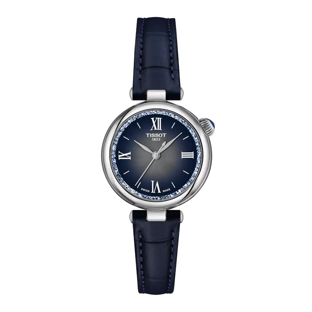 Tissot Desir Ladies Silver-Blue Dial Blue Leather Strap Watch