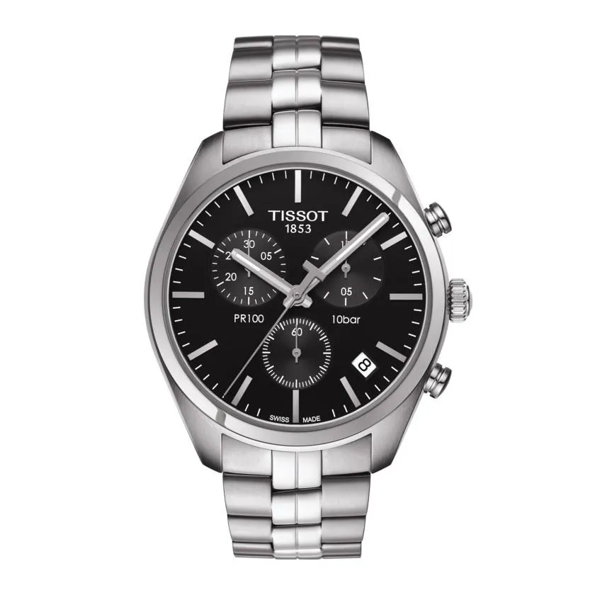 Tissot Men's Watch T-Classic Pr 100 Chronograph 41mm Steel Quartz T101.417.11.051.00