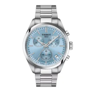 Tissot PR 100 Chronograph Mens Stainless Steel Ice Blue Dial Watch