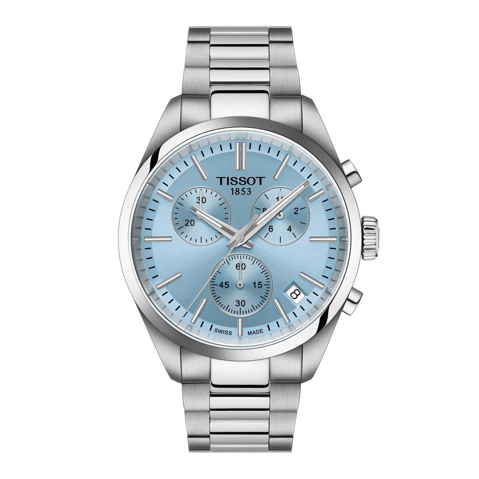 Tissot PR 100 Chronograph Mens Stainless Steel Ice Blue Dial Watch