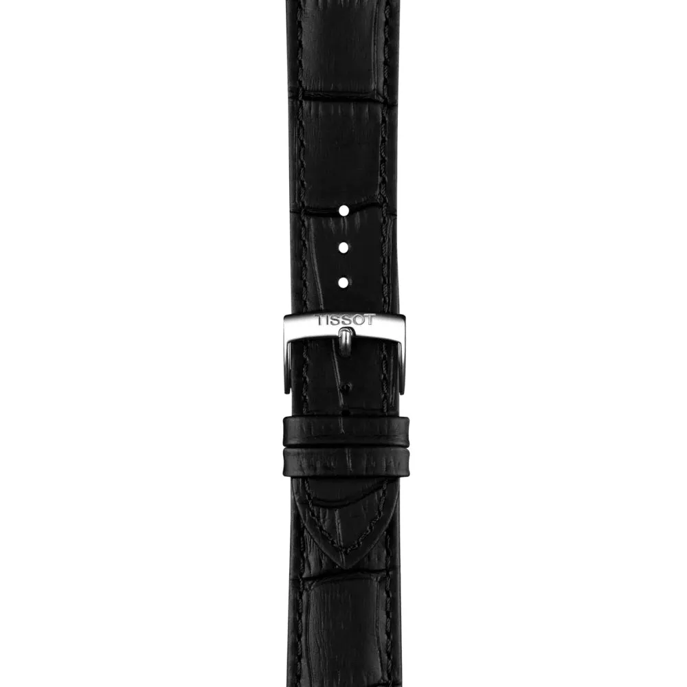 Tissot PR 100 Mens Stainless Steel Black Dial Black Leather Strap Watch