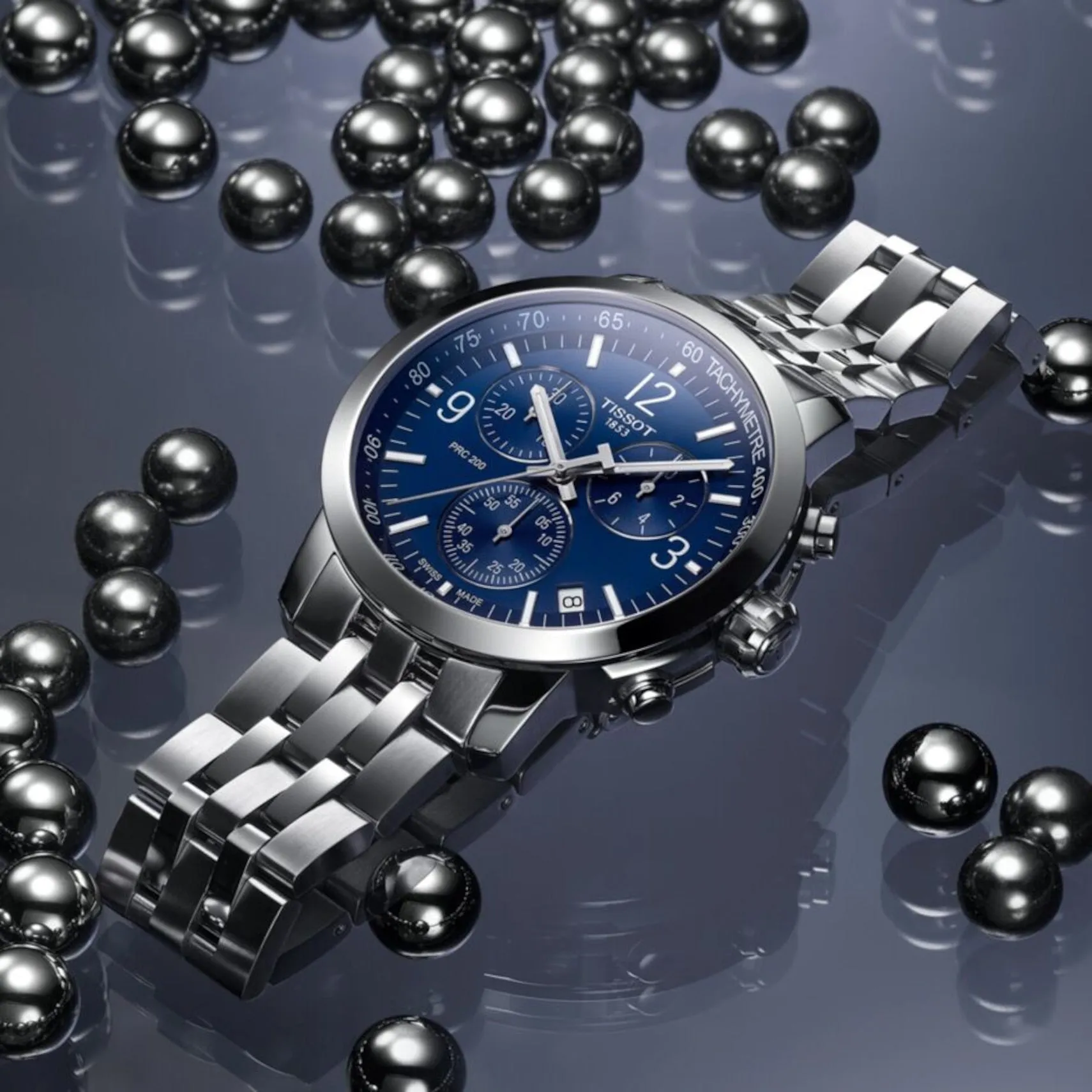 TISSOT PRC 200 CHRONOGRAPH BLUE ON BRACELET