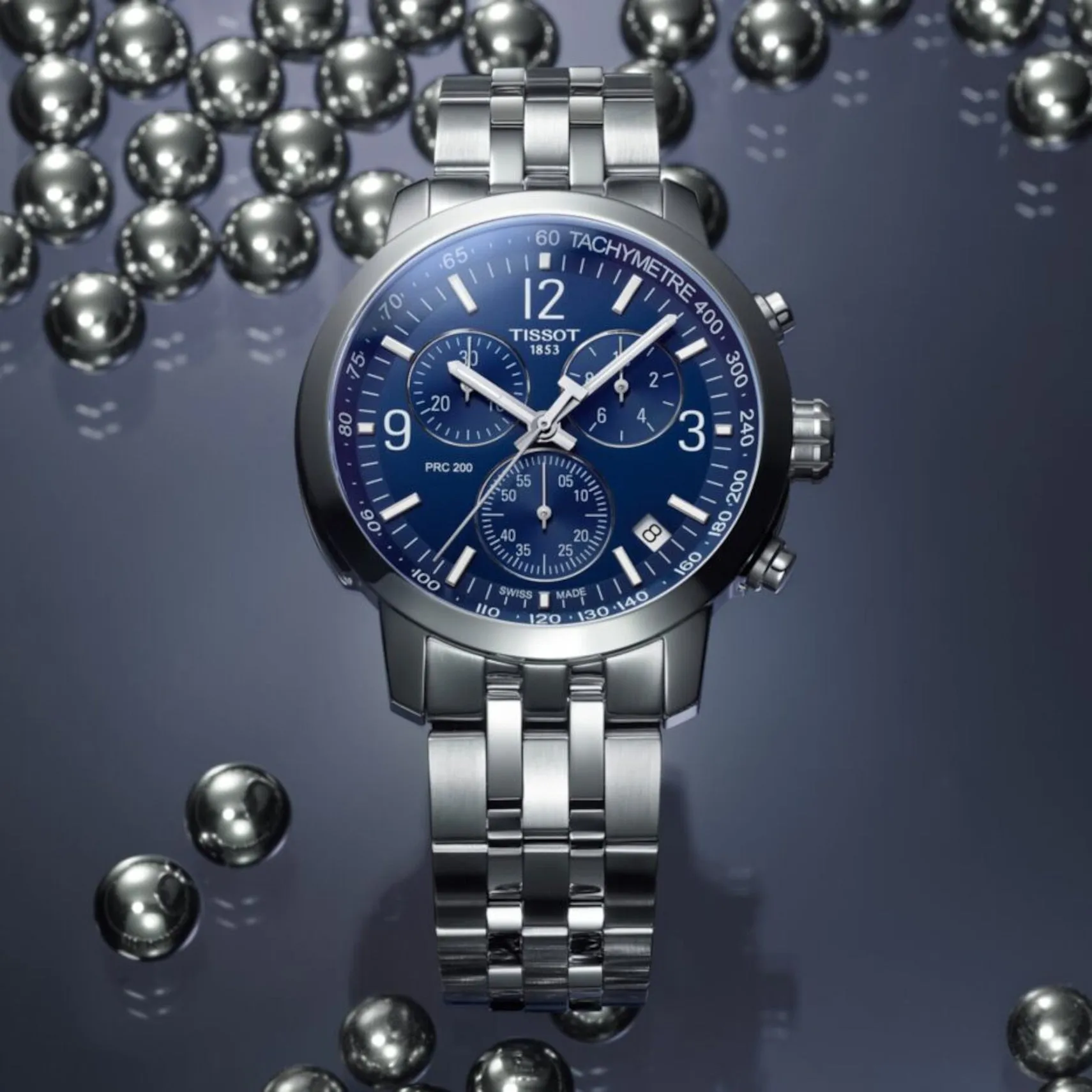 TISSOT PRC 200 CHRONOGRAPH BLUE ON BRACELET