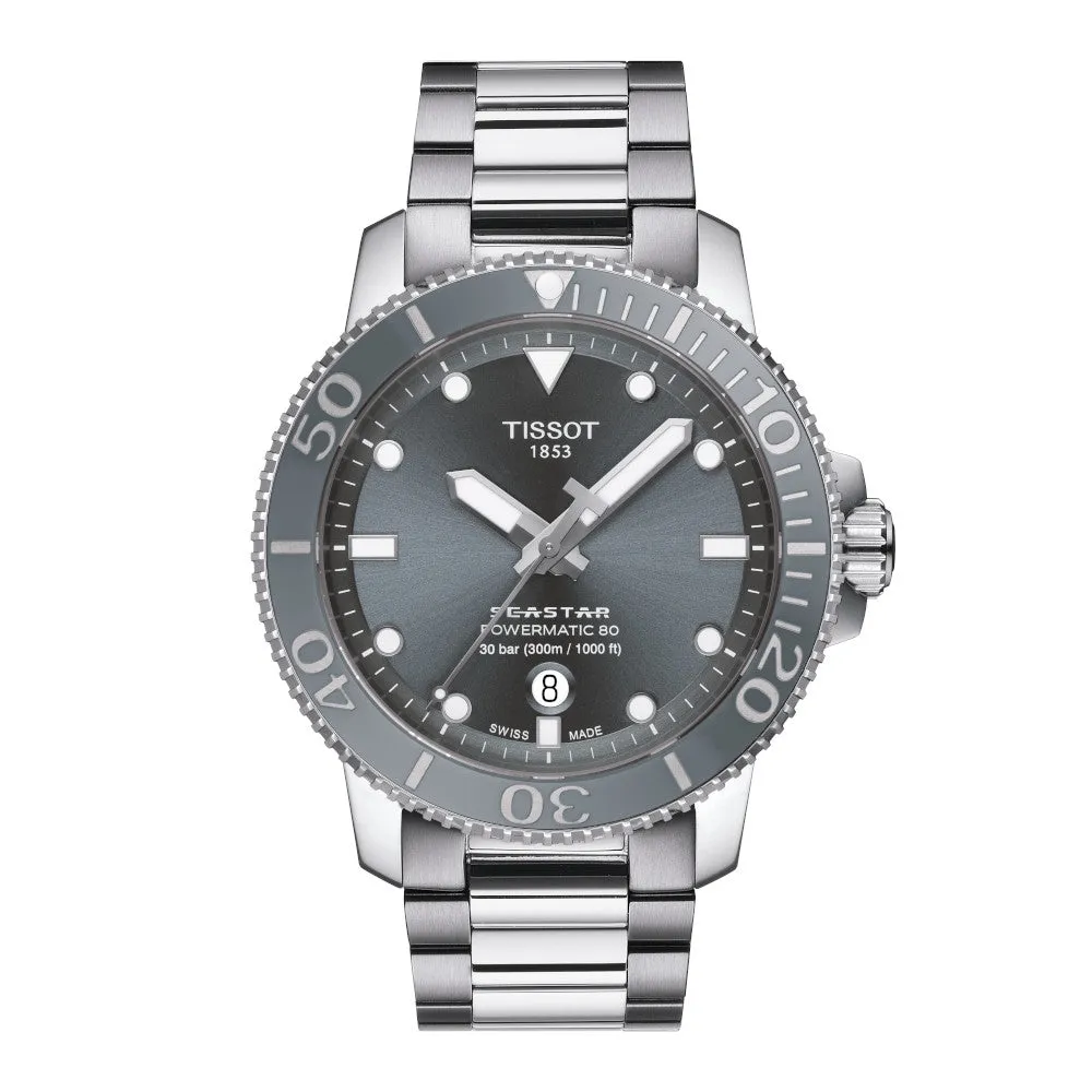 Tissot Seastar 1000 Powermatic 80 Mens Stainless Steel Grey Dial Watch