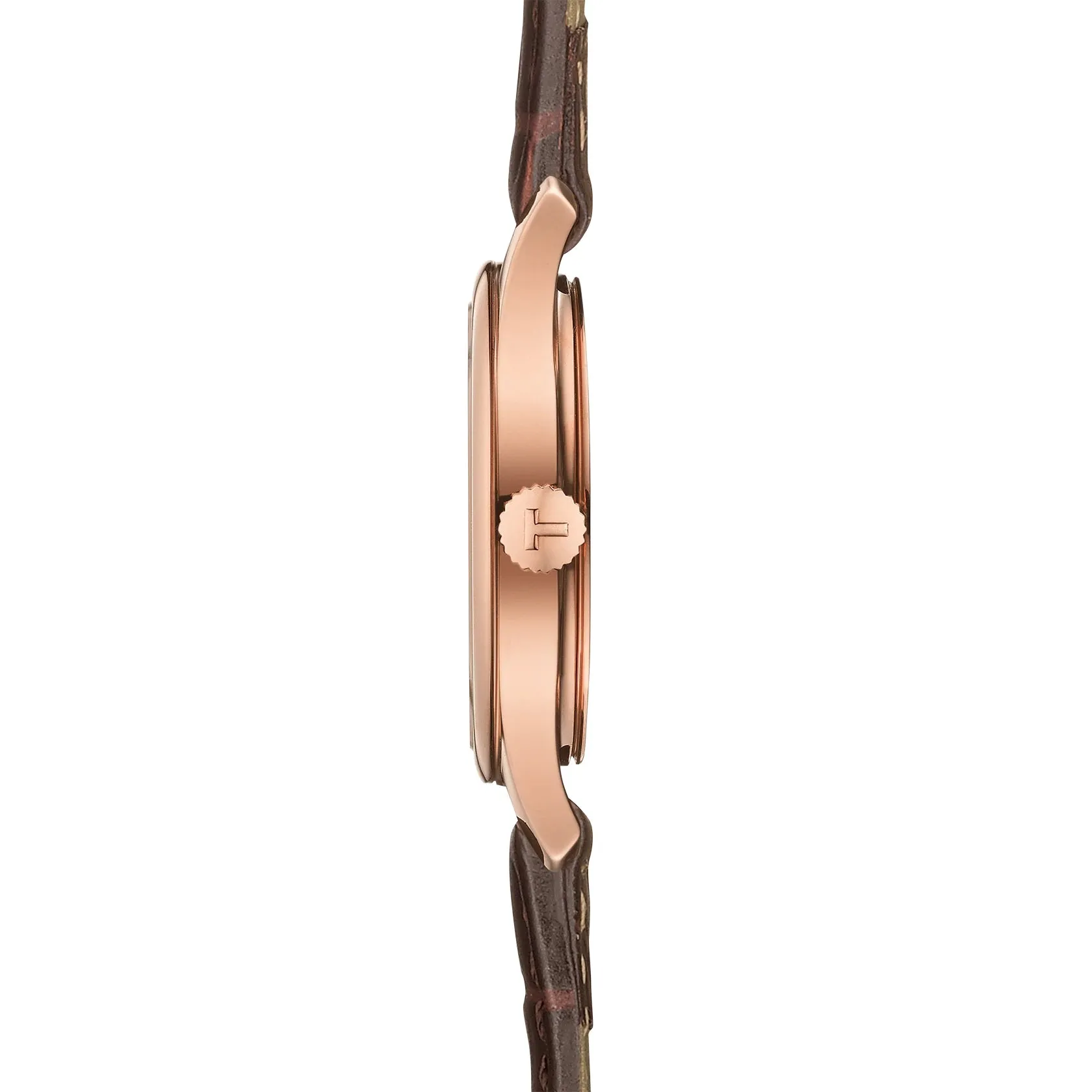 Tissot Tradition 5.5 Ladies Rose Tone Brown Leather Strap Watch