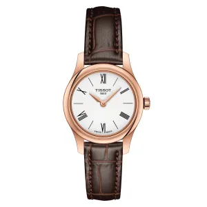 Tissot Tradition 5.5 Ladies Rose Tone Brown Leather Strap Watch