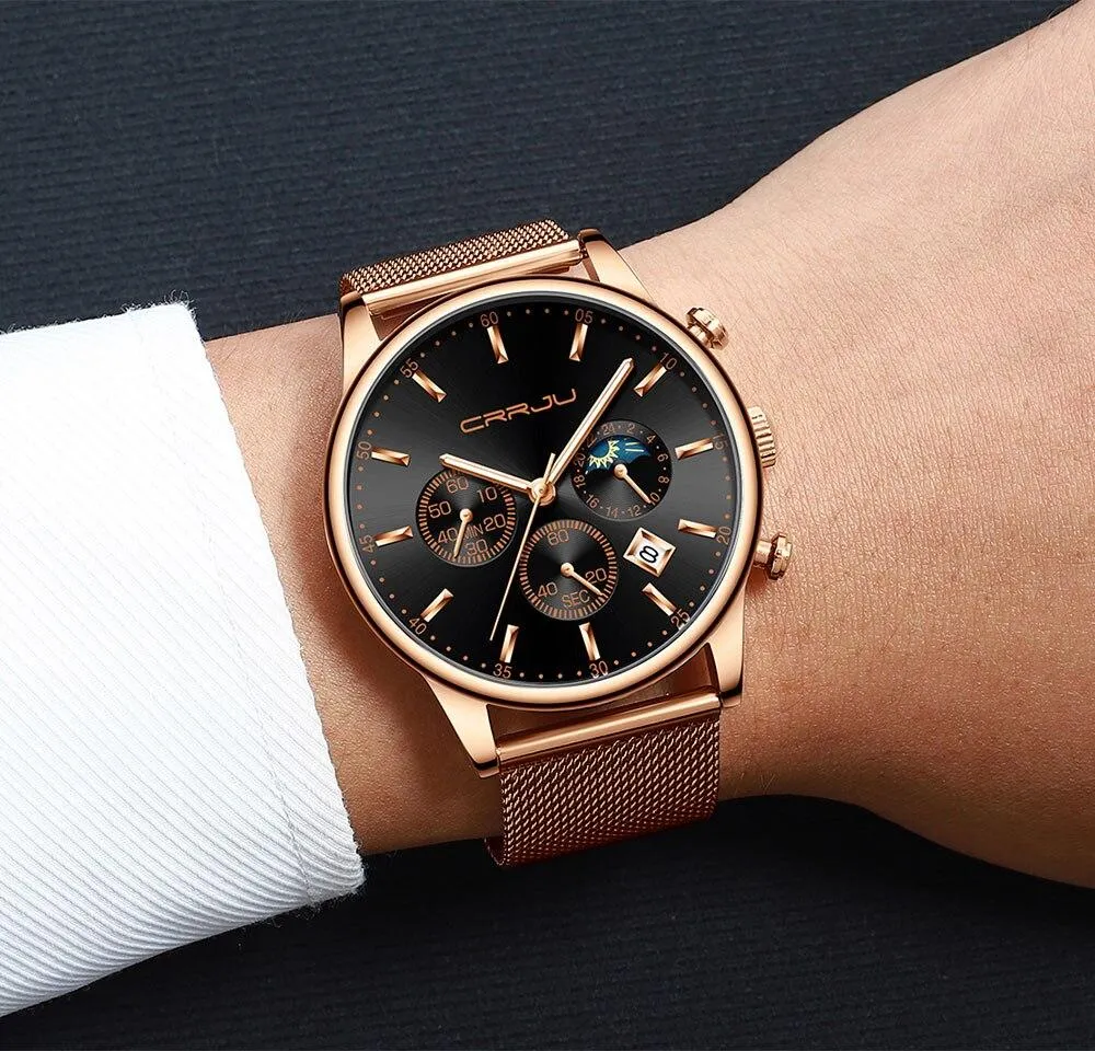 Top Luxury Men Multifunction Watches Waterproof Business Casual Quartz