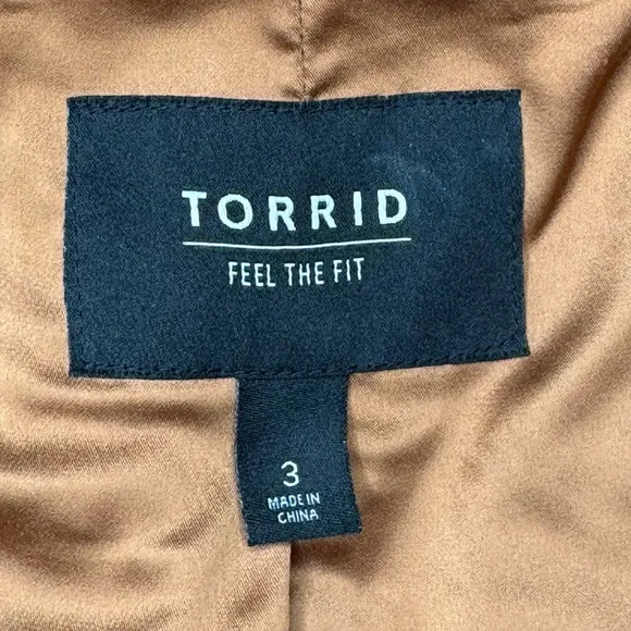 Torrid Faux Leather Collarless Moto Jacket 3X Cognac Tan Brown