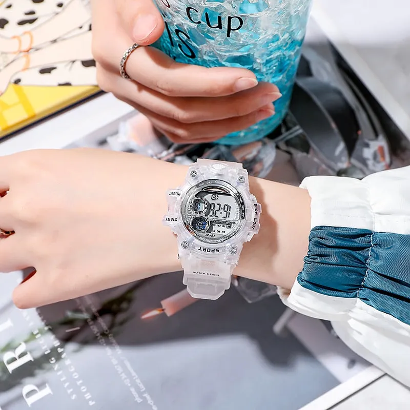 Transparent Color Digital Watches For Women
