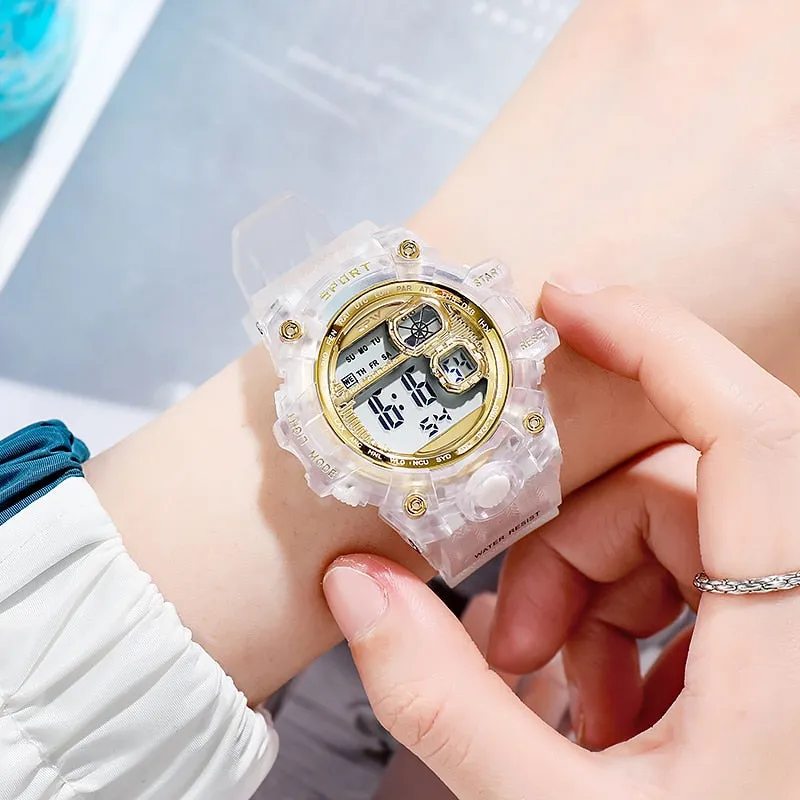 Transparent Color Digital Watches For Women