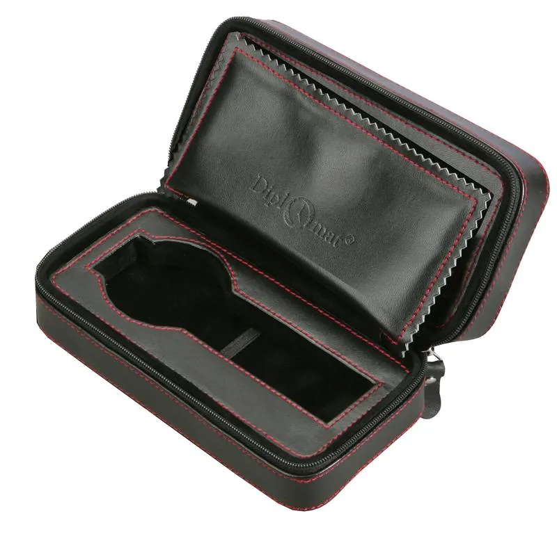 Travel Watch Case - Black Leather (2 Watches)