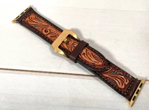 Turquoise Dotted Leather Watch Band