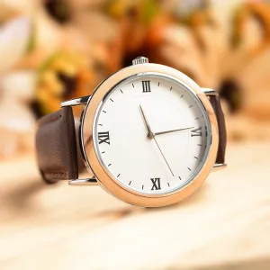 UD Classic stainless steel in silver designer wooden watch with Premium Leather Strap