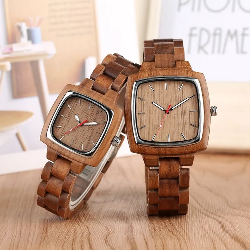 Unique Walnut Wooden Watches for Lovers Couple Men Women Watch