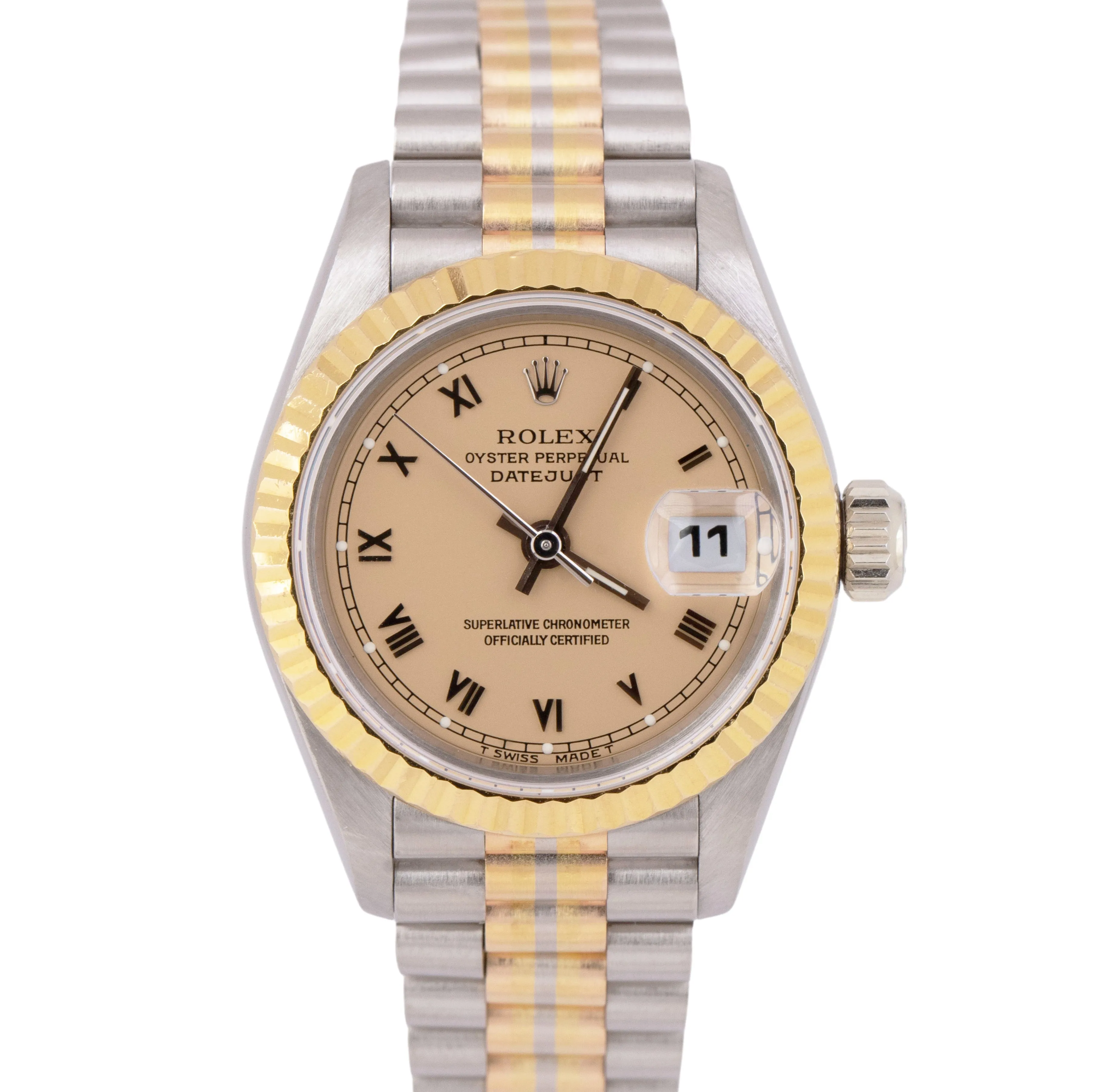 UNPOLISHED Rolex DateJust 26mm TRIDOR President Salmon Roman 18K Gold 69179 BIC