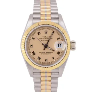 UNPOLISHED Rolex DateJust 26mm TRIDOR President Salmon Roman 18K Gold 69179 BIC