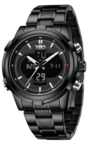 V2A Torque Series CS-8002 Men’s Analog-Digital Chronograph Watch, Timepiece with Stainless Steel Band | Dual Display, Waterproof, Stylish Metal Watch