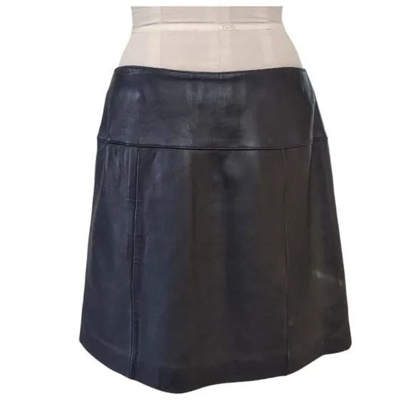 VALERIE STEVENS Black Leather A-line Mini Skirt Casual Plus Sz 16 Dressy Career
