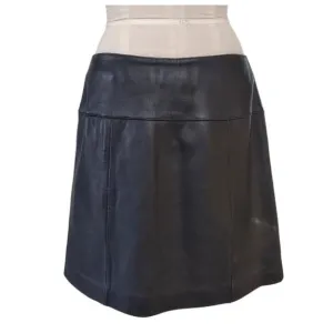 VALERIE STEVENS Black Leather A-line Mini Skirt Casual Plus Sz 16 Dressy Career