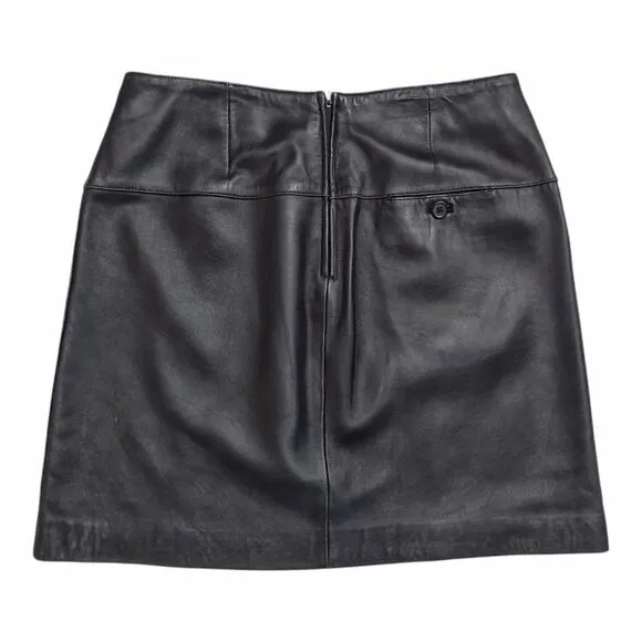 VALERIE STEVENS Black Leather A-line Mini Skirt Casual Plus Sz 16 Dressy Career