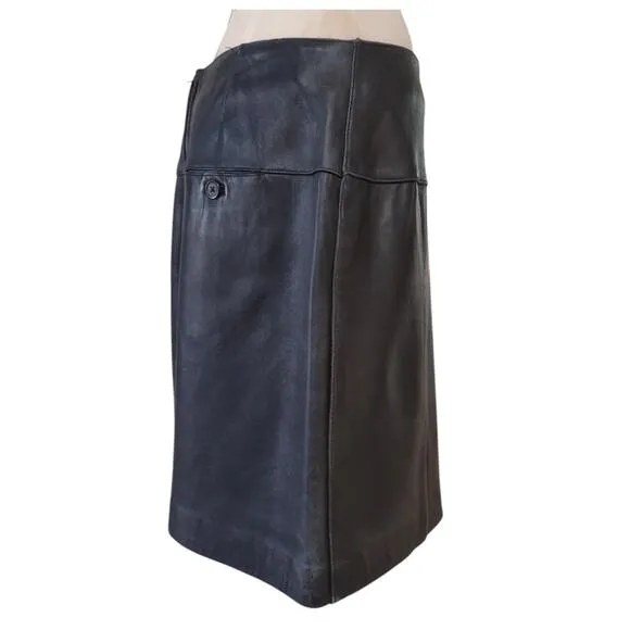 VALERIE STEVENS Black Leather A-line Mini Skirt Casual Plus Sz 16 Dressy Career
