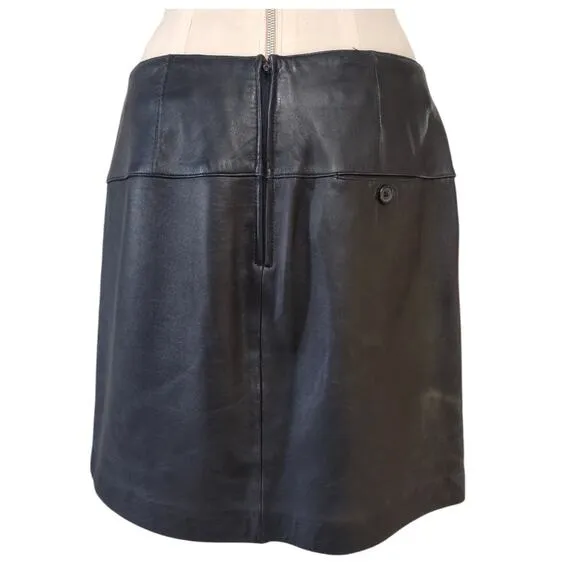 VALERIE STEVENS Black Leather A-line Mini Skirt Casual Plus Sz 16 Dressy Career