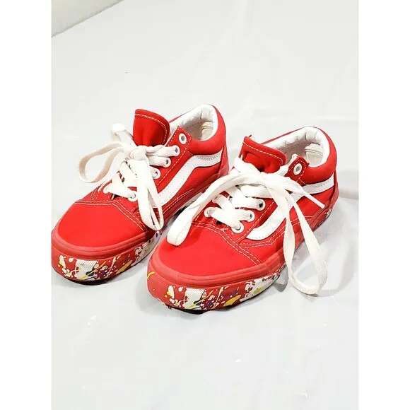Vans Old Skool Rood Kleuter Shoe Sneaker Casual Youth 13Y Multi-color Red 507452