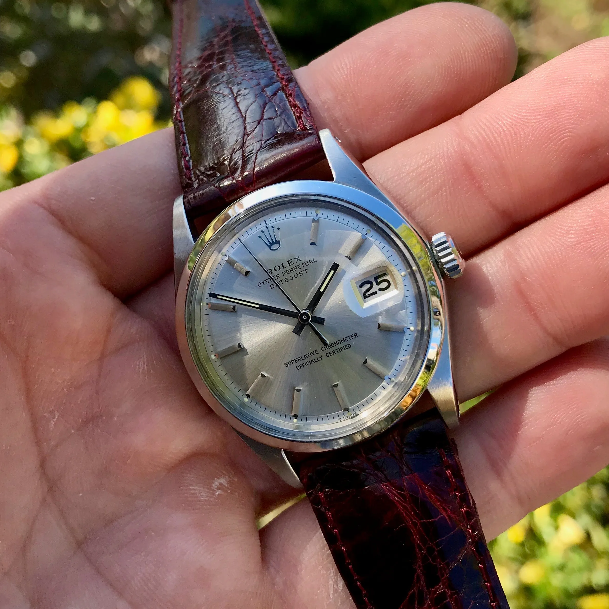 Vintage Rolex Datejust 1600 Silver Cal 1570 Oyster Perpetual Stainless Steel Wristwatch 1969