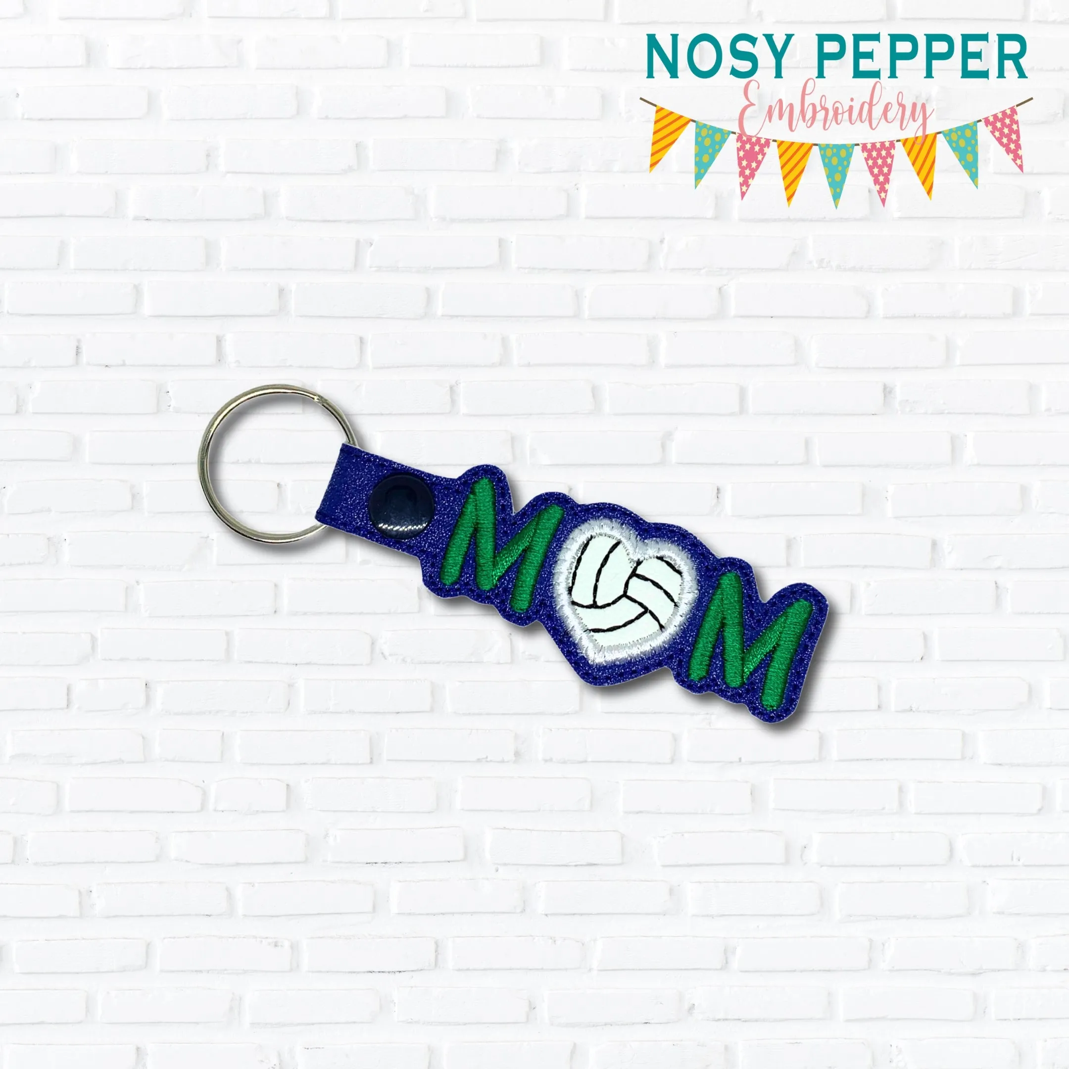 Volleyball Mom applique snap tab machine embroidery design (single & multi files included) DIGITAL DOWNLOAD
