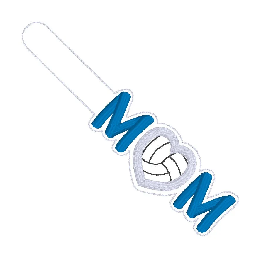 Volleyball Mom applique snap tab machine embroidery design (single & multi files included) DIGITAL DOWNLOAD