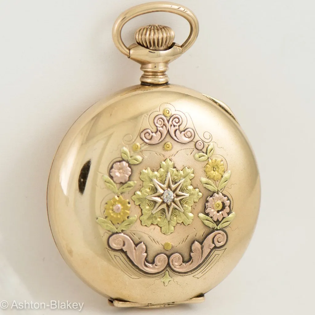 WALTHAM Multi Color 14K gold filled Pocket Watch