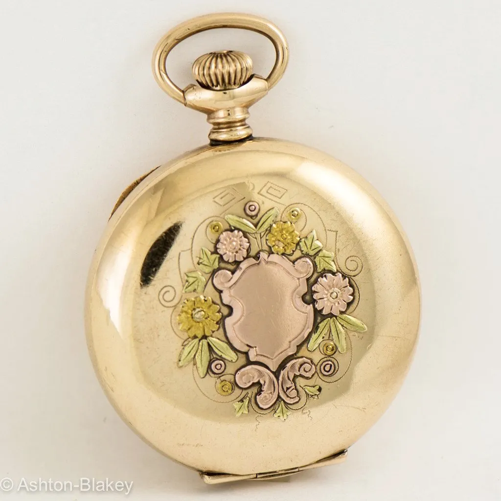 WALTHAM Multi Color 14K gold filled Pocket Watch