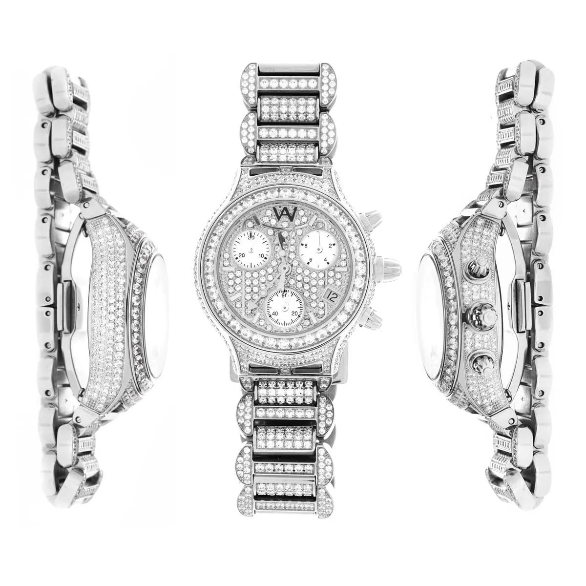 Watch - Aire Parlay Swiss Made Quartz Chronograph Full Diamond Womens Watch For Women