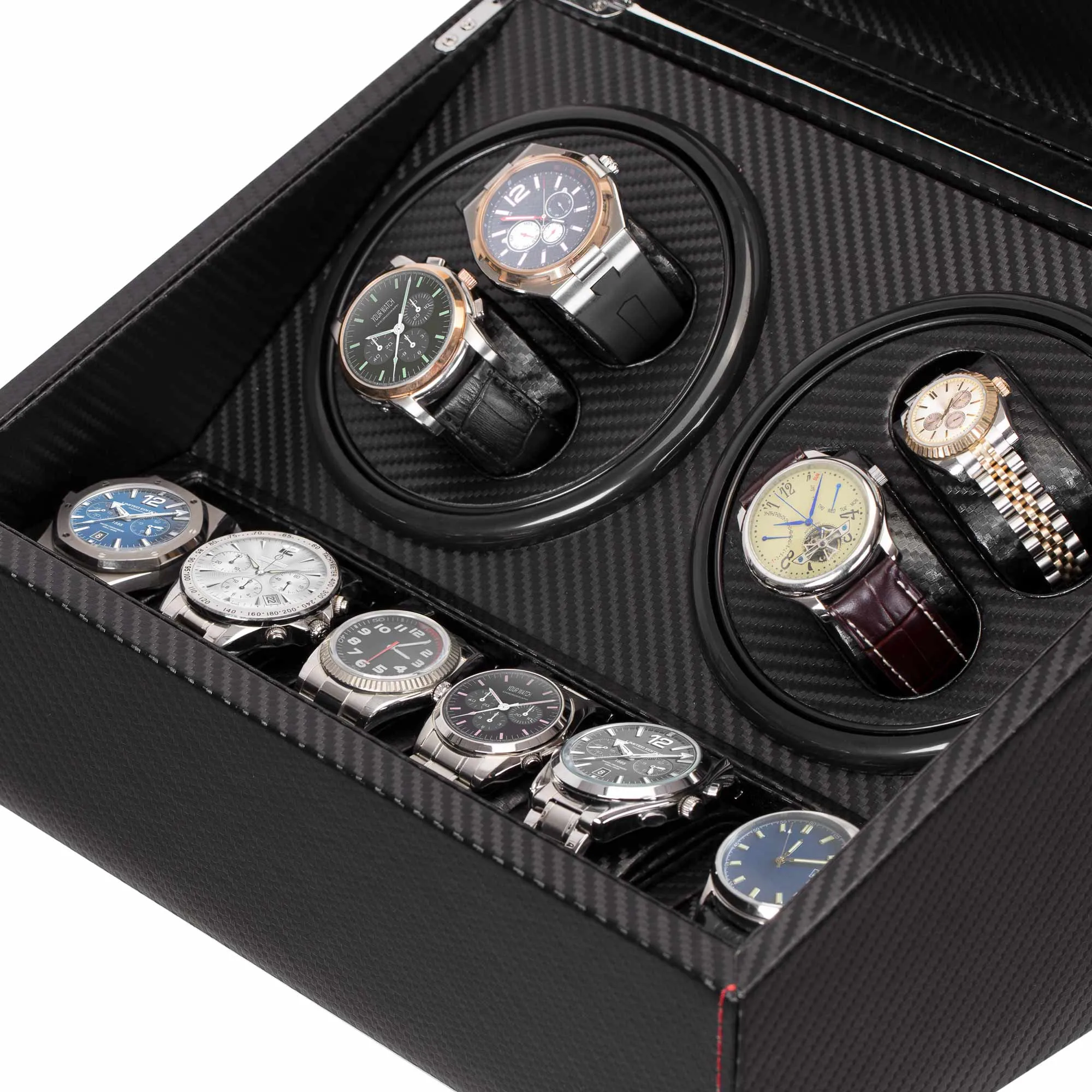Watch Winder for 4 Automatic Watches with Extra 6 Watch Storages TRIPLE TREE