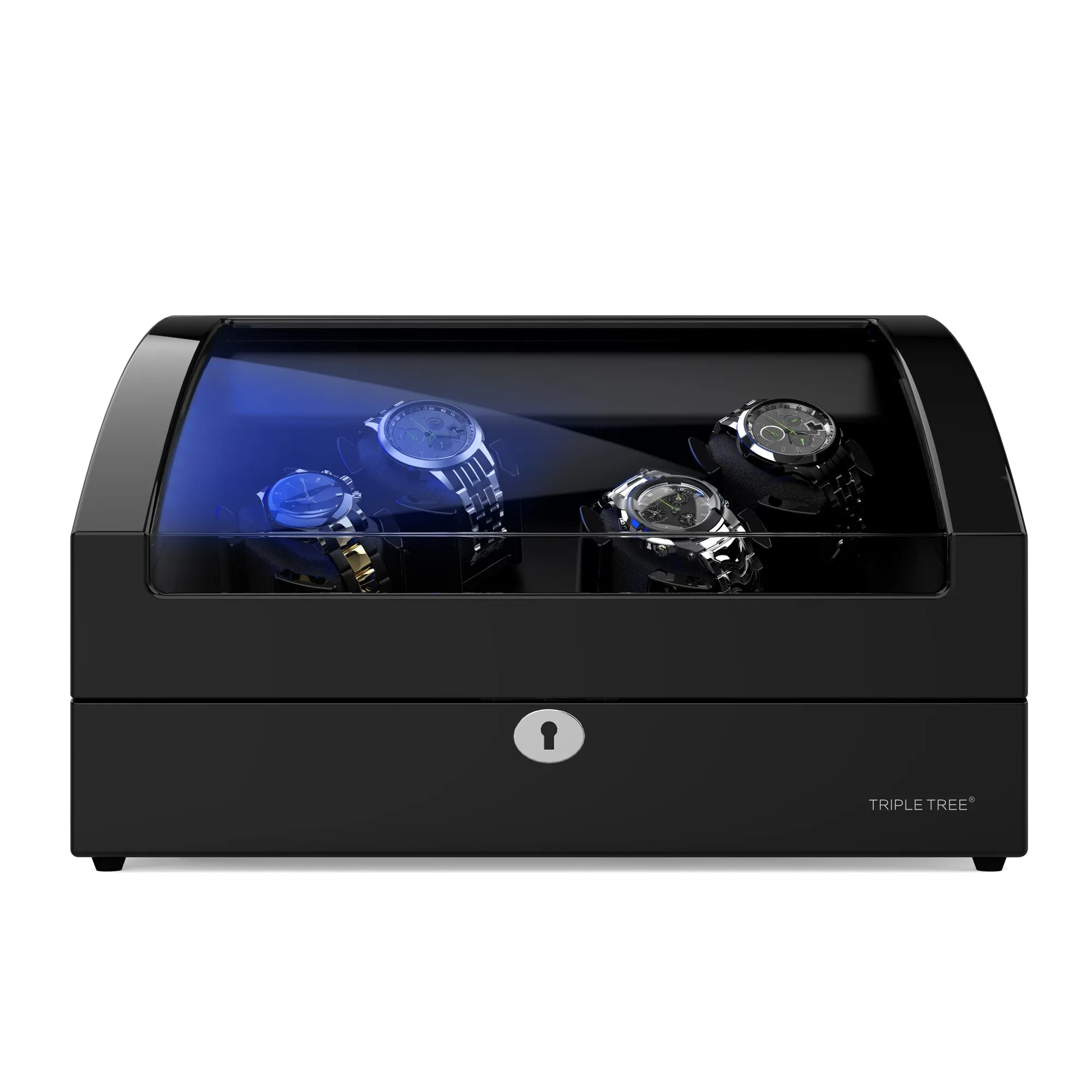 Watch Winder for 4 Automatic Watches with Extra 6 Watch Storages TRIPLE TREE
