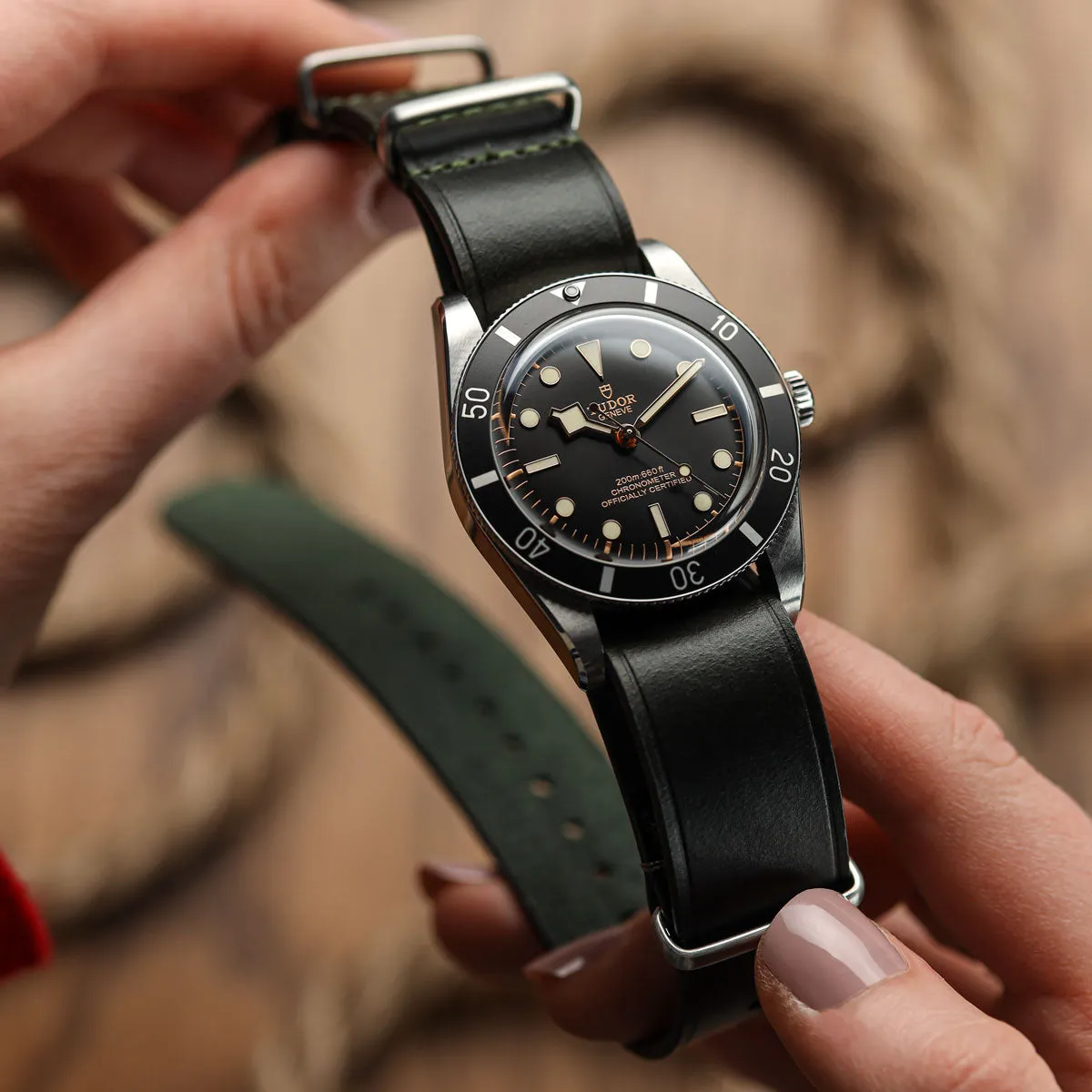 WatchGecko Genuine Leather British Military Watch Strap: Cambridge - Vintage Red